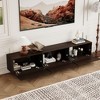 Famapy Dark Brown Modern TV Stand,3 Drop - Down Compartments & Sturdy Base,Spacious Storage for Living Room Entertainment - 4 of 4
