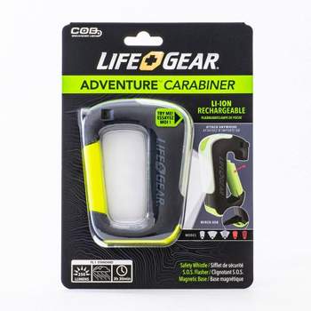Life Gear Adventure Carabiner with Magnetic Base and S.O.S. 250 Lumens LED Flasher with Safety Whistle