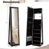 Costway Mirrored Jewelry Cabinet Armoire Lockable Standing Storage Organizer with Shelf Black/White/Coffee/Dark Brown - 2 of 4