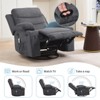 Oversized Recliner Chair, 360 Swivel Rocker Recliner, Manual Glider Chair with Cup Holder, Massage and Heat, Small Single Sofa Chairs - 3 of 4