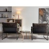 Set of 2 Modern Upholstered Armchairs, Hanging Fabric Lounge Chairs with Metal Legs and Arm Pockets for Living Room or Bedroom – Cuddlewood - 3 of 4