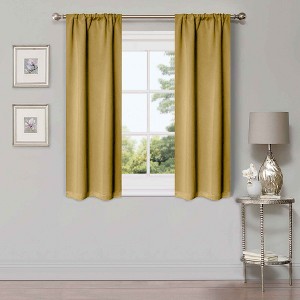 Classic Modern Solid Room Darkening Semi-Blackout Curtains, Rod Pocket, Set of 2 by Blue Nile Mills - 1 of 4
