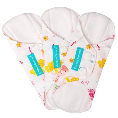 Charlie Banana Feminine Pads Liner Absorbency - Diva Ballerina - 3pk