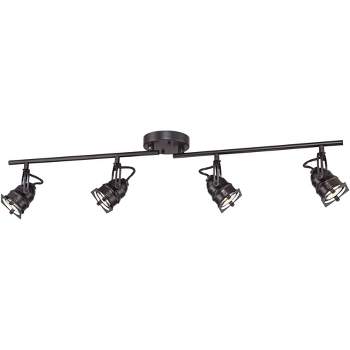 Pro Track Hamilton 4-Head LED Ceiling Track Light Fixture Kit Swing Arm Spot Light GU10 Black Bronze Finish Modern Kitchen Bathroom 23 1/4" Wide