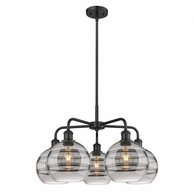 Rochester - 5 Light Stem Hung Chandelier In Industrial Style-15.38 Inches Tall and 26 Inches Wide