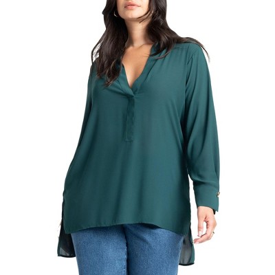 ELOQUII Women's Plus Size Mandarin Collar Tunic