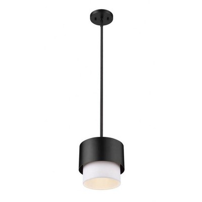 Matte Black and White Fabric Shade Pendant Light