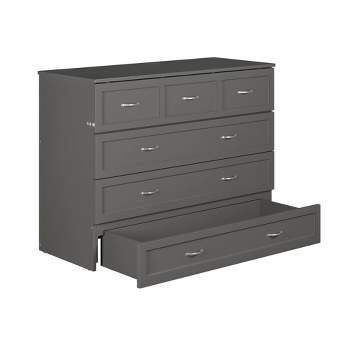 Full Deerfield Murphy Bed Chest with Charger Gray - AFI