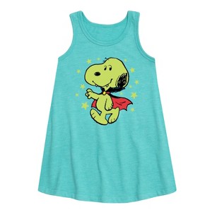 Girls' - Peanuts - Snoopy Vampire Stars Art Graphic Sleeveless Aline Dress - 1 of 4