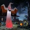 Syemin Decorative Holiday Scene Props 12ft 4pcs Giant Scary Ghost Flames and Flashing Red Eyes Inflatable Halloween Decoration, White, 93"*35"*144" - 2 of 4