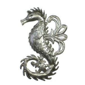 Slickblue 12" x 8" Seahorse Steel Wall Art, Handcrafted Design Ideal for Coastal-Themed Indoor/Outdoor Display - 1 of 3