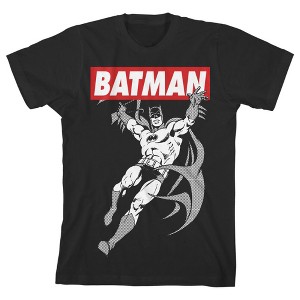 Batman Character and Red Banner Black Graphic Tee Toddler Boy to Youth Boy - 1 of 2