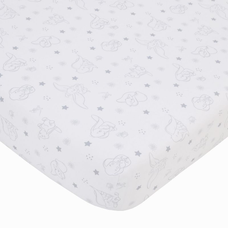 Disney Dumbo Shine Bright Lil Star Light Blue, Gray, and White Stars and Clouds 4 Piece Nursery Crib Bedding Set, 3 of 9