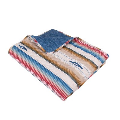 Sapphire and Red Southwestern Reversible Cotton Throw Blanket