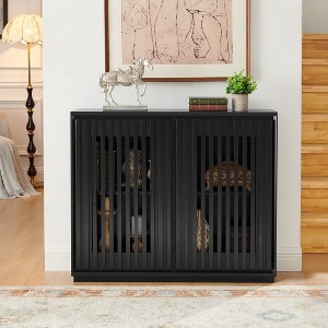 39" Sideboard Buffet Cabinet, Fluted Hollowed Out Coffee Bar Cabinet, Accent Storage Cabinet, Kitchen Pantry Cabinet for Living Room Entryway - 1 of 4