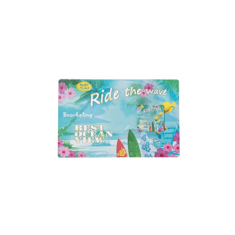 Beachcombers Waverider Placemat/ Coaster Set Plastic Ocean Beach Surfer Hawaii Floral Home Decor Dining Table 16.92 x 11.02 x 0.0157, 1 of 2