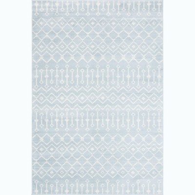 Light Blue Trellis 6' x 9' Synthetic Area Rug