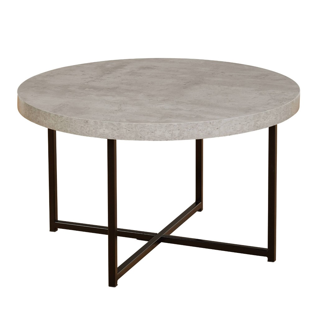 Buylateral Era Modern Round Coffee Table Gray/Black: Laminated MDF, Metal Frame, Indoor Use
