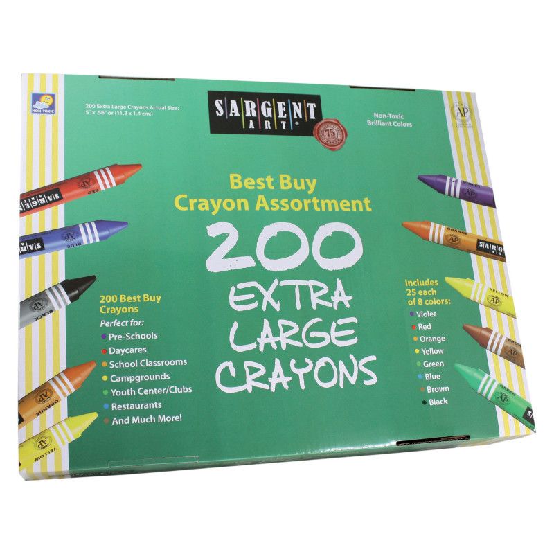 Sargent Art Best-Buy Crayon Assortment, Extra Large Size (Big Ones), 8 Colors, 200 Count, 1 of 2