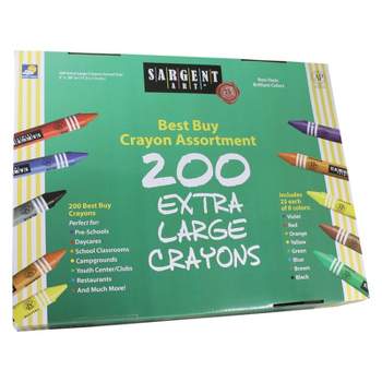 Sargent Art Best-Buy Crayon Assortment, Extra Large Size (Big Ones), 8 Colors, 200 Count