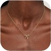 Attop Bow Necklace 14K Dainty Gold Necklace Cute Small Tiny Bow Pendant Choker Chain Necklace - 2 of 4