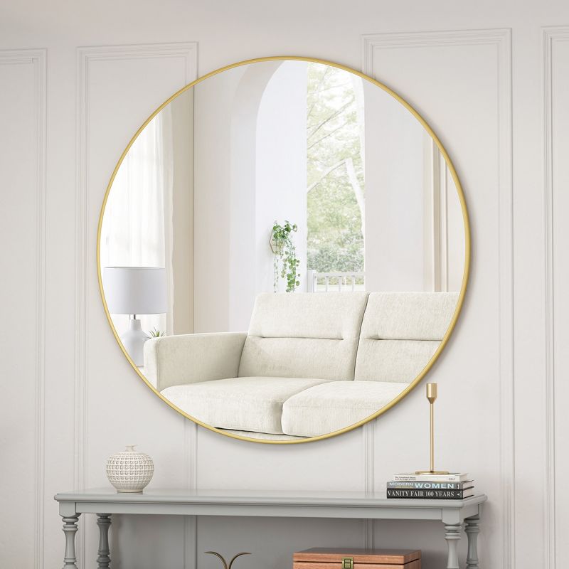 Colt 39" Circle Metal Frame Large Circle Wall Mounted Mirror -The Pop Home, 1 of 8