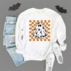 Simply Sage Market Women's Graphic Sweatshirt Checkered Flower Ghost - 3 of 4