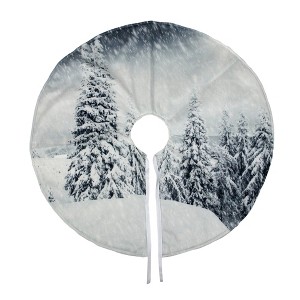 Northlight 23" White and Gray Snowy Woodland Scene Mini Christmas Tree Skirt - 1 of 3