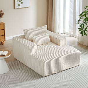 62.5-Inch Corduroy Sofa Lounger - Assembled, Plush Modern Sleeper for Living Room & Bedroom Comfort - 1 of 4