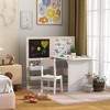 Qaba Kids Table and Chair Set, 3 in 1 Kids Art Table and Chair Set with Storage Shelves, Blackboard, Whiteboard, Roll Paper, for 3-8 Years, White - 2 of 4