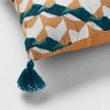 Oblong Geo Printed Embroidered Decorative Throw Pillow Dark Gold/Dark Teal Blue - Threshold™ - image 4 of 4