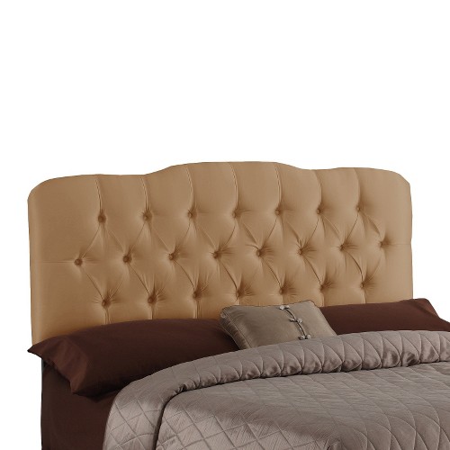 Seville Faux Silk Upholstered Headboard - Shantung Khaki - Queen - Skyline Furniture , Shantung Green