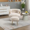 CAVINAS Accent Chair, Upholstered Velvet Barrel Accent Chair with Ottoman, Accent Comfy Lounge Arm Chair and Footrest Stool Set for Bedroom - 2 of 4