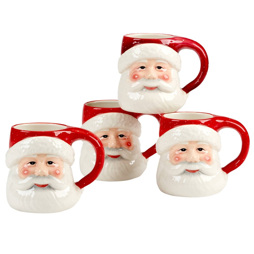 Photos - Glass Certified International Set of 4 18oz Santa's Secret Mugs 