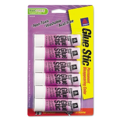 Avery Glue Stick Disappearing Purple Color Washable Nontoxic 1.27 oz. Permanent  Glue Stic 6pk (98071) 6 pack