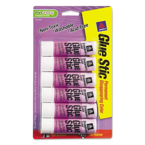 Avery Disappearing Color Permanent Glue Stic, Purple -  6 pack, 1.27 oz each