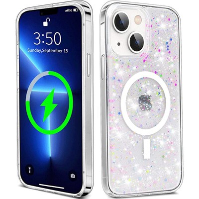 Entronix [Magnetic] Case Compatible with iPhone 15 - Iridescent Chunky Glitter