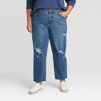 plus size distressed cropped jeans
