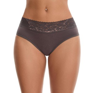 INSPIRE CHIC Women's Lace Mid Waisted Soft Breathable Briefs Underwear - 1 of 4