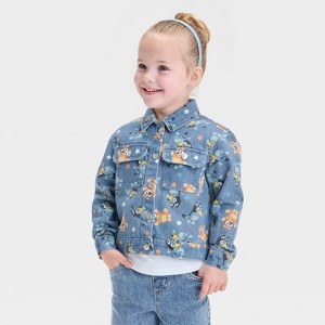 Toddler Girls' Bluey Denim Jacket - Blue - 1 of 3