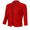 Women's 3/4 Sleeve Open Front Cropped Cardigan Sweater Lightweight Knit Short Bolero Shrugs - 2 of 4