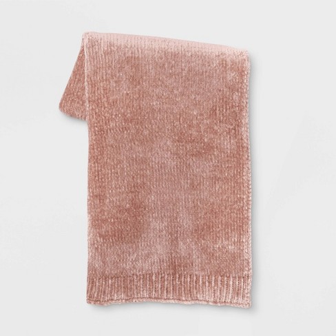 50x60 Shiny Chenille Throw Blanket Blush - Threshold™
