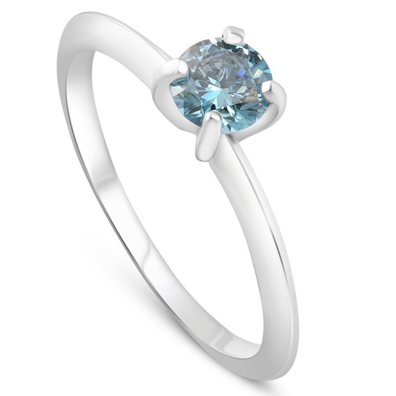 Pompeii3 1/2ct Blue Diamond Solitaire 14K White Gold Engagement Lab Created, 2 of 5