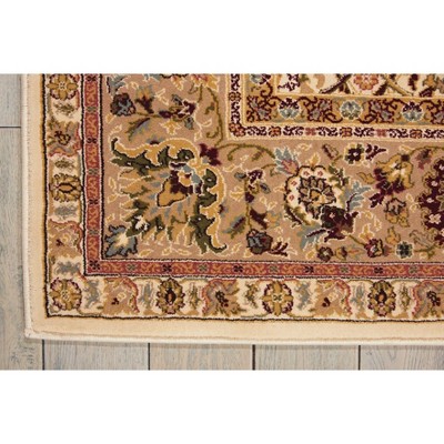 Ivory Floral Rectangular Synthetic Area Rug 45" x 7"