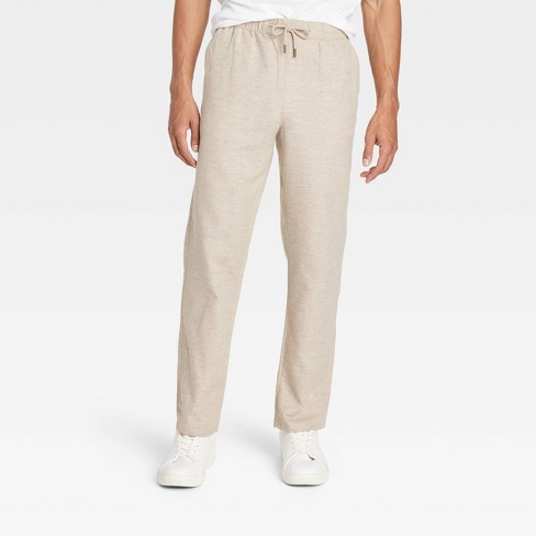 Mens Linen Drawstring Pants In A Baggy Look Without Zipper Regular