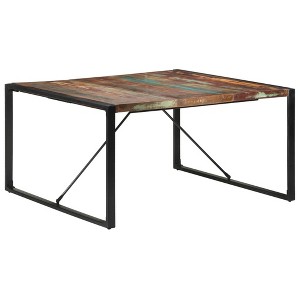 vidaXL Solid Reclaimed Wood Dining Table 55.1"x55.1"x29.5", Industrial Style, with Powder-Coated Steel Legs, Assembly Required - 1 of 4