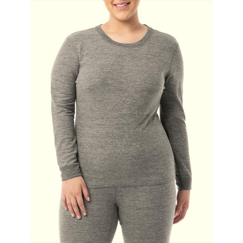Fruit of the Loom Women's and Plus Long Underwear Waffle Thermal Tops, 2-Pack, 2 of 4