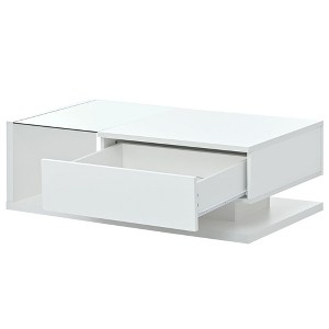NicBex Modern 39.3" Rectangle Coffee Table with Open Storage, Drawer and Tempered Glass Top for Living Room - 1 of 4