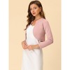 INSPIRE CHIC Women's Solid Open Front Curved Hem Stretchy Fabric Crop Bolero Shrug - 3 of 4