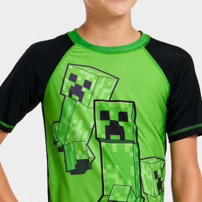 Minecraft Boys' Minecraft Rash Guard Top - Green S — фото 2